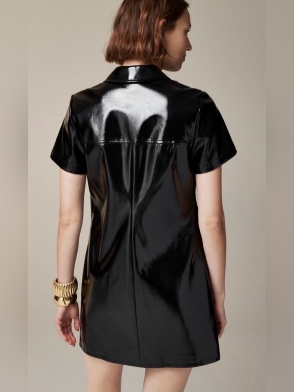 J.Crew Collection Collection gamine shirtdress in faux patent leather - Picture 7 of 14